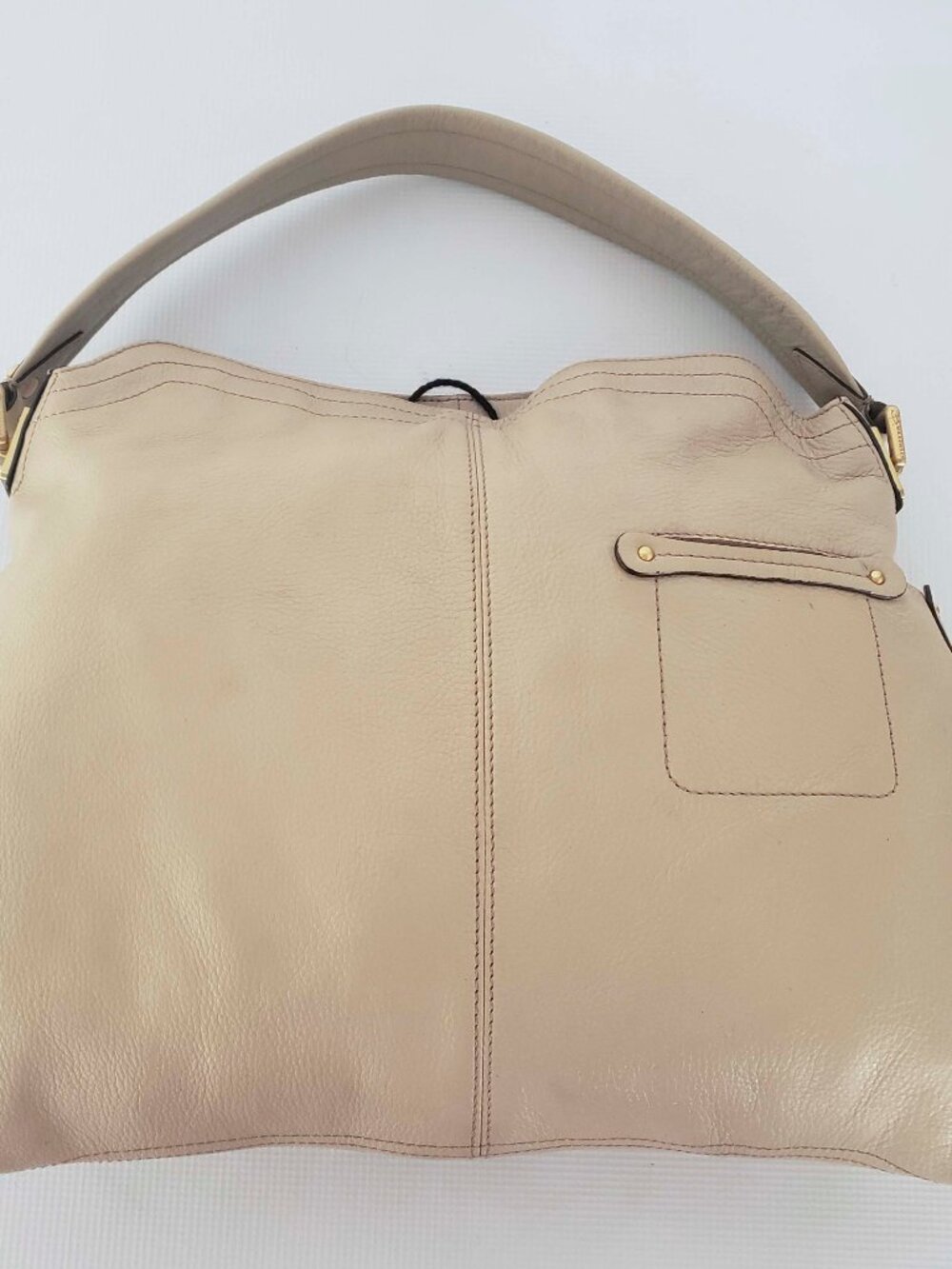 B. Makowsky Beige/Light Tan Pebbled Leather Tote Bag - Picture 2 of 9